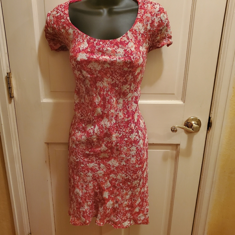 Jones of New York Rayon Dress Red Floral Large